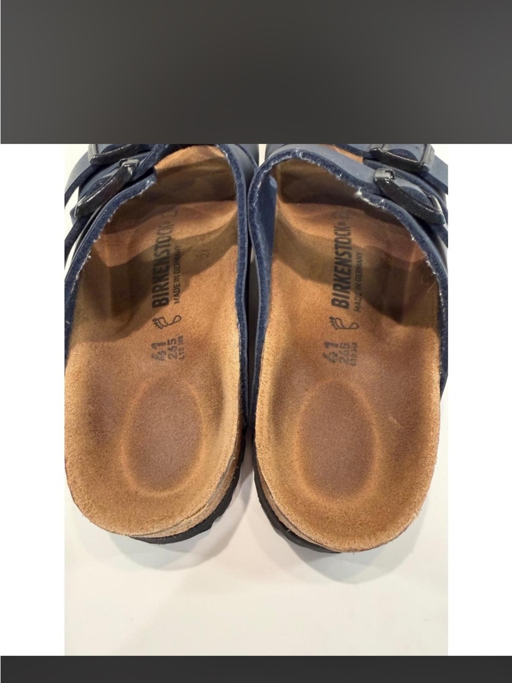 Navy Birkenstocks size EU 41, wide/regular; EUC women's 10.5, men's 8.5 - Picture 7 of 8